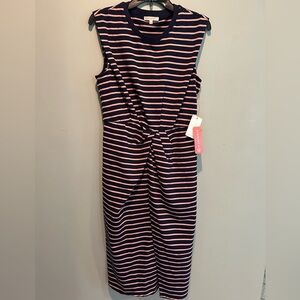 Skies are Blue Stripe Knot Dress in Navy Pink S (2-4)